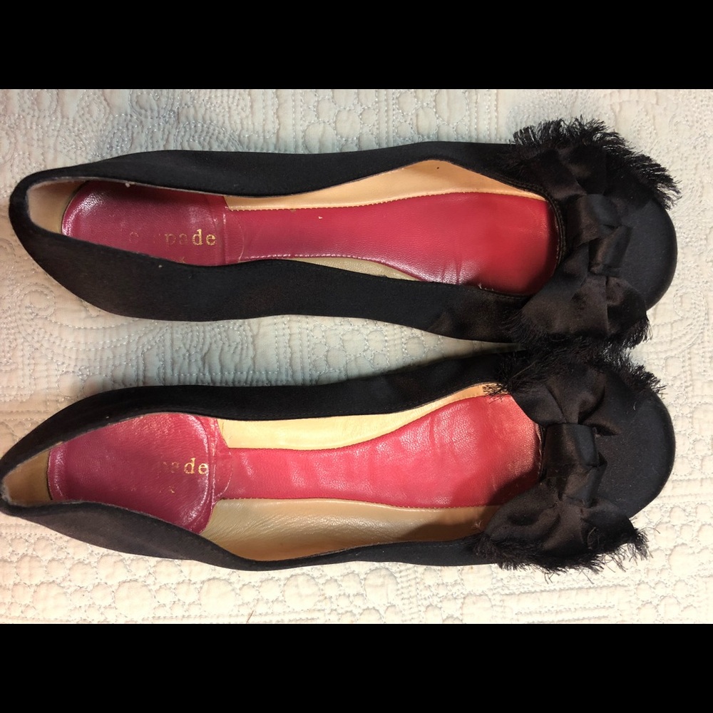 Kate spade black satin flats
